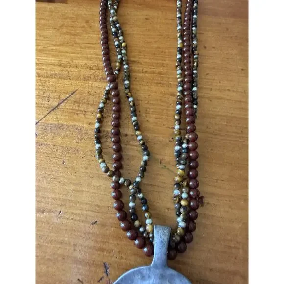 Boho Pendant Necklace Bundle Tiger Eye Tortoise Shell Statement Jewelry Lot - Picture 4 of 10